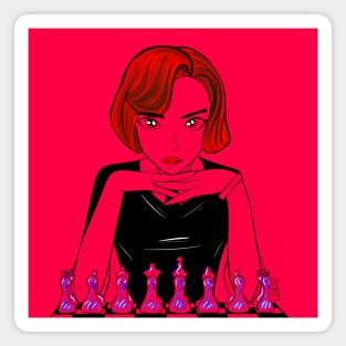 Beth the queen’s gambit in chessmaster in red room Magnet